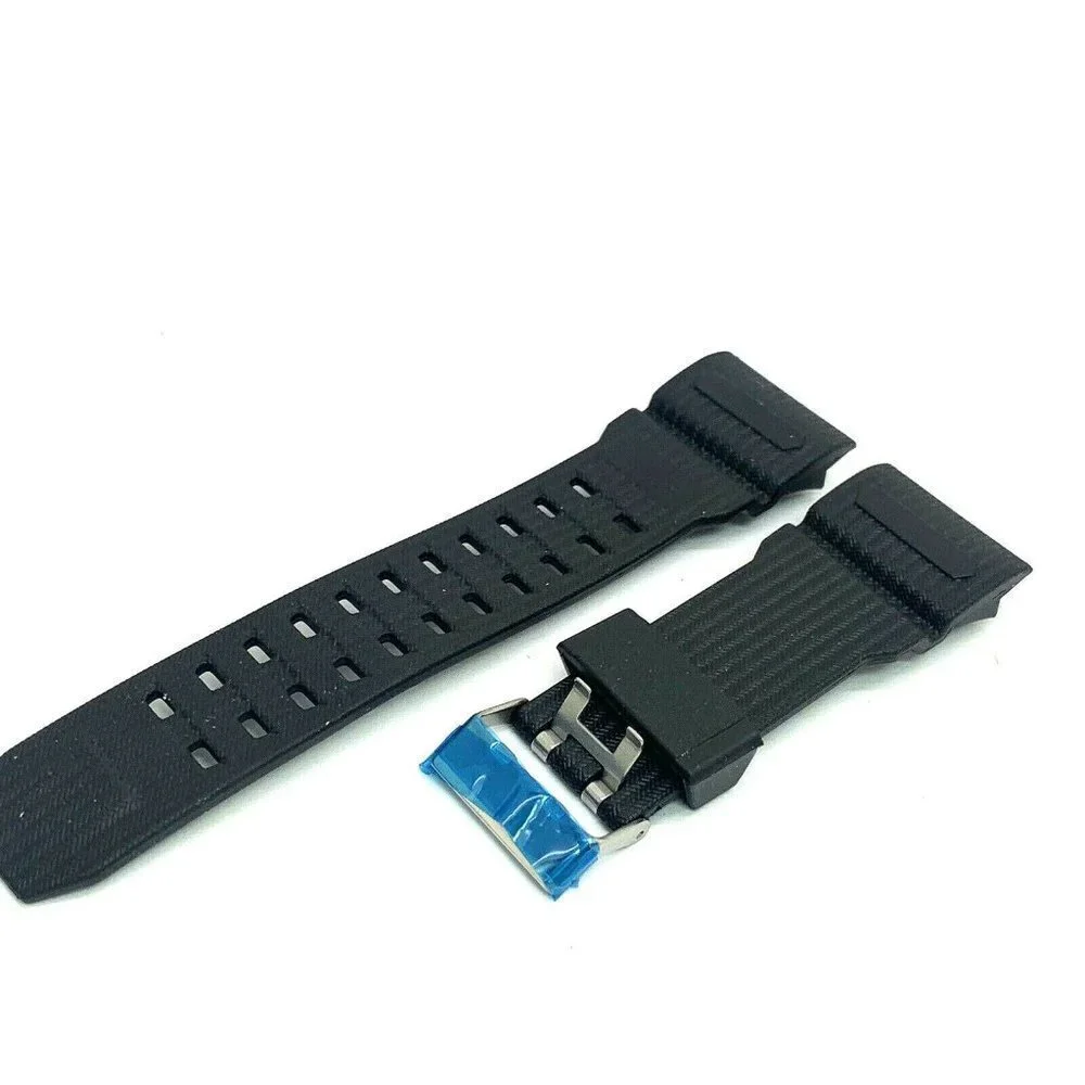 Men's Watch Band Replacement Black Rubber Strap 16/28mm Lug Silver Buckle
